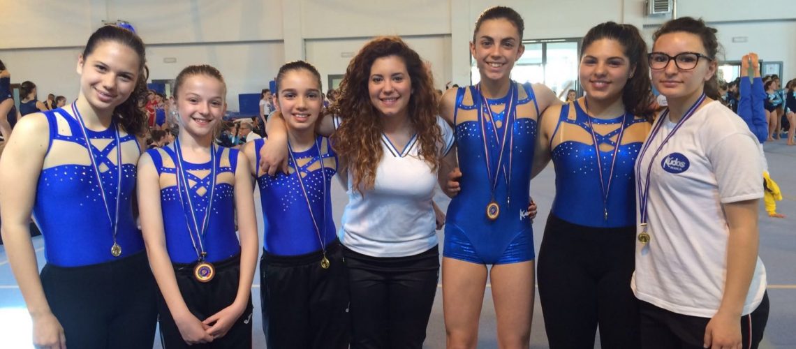 Campionato Regionale 2° Livello - 2 e 3 fascia - Ragusa 23-4-2016 - Da sx Cristiana Ruta, Chiara Maltese, Francesca Maltese, Francesca Giannone (istruttore), Alessandra Guccione, Ilenia Caccamo e Giada Macauda