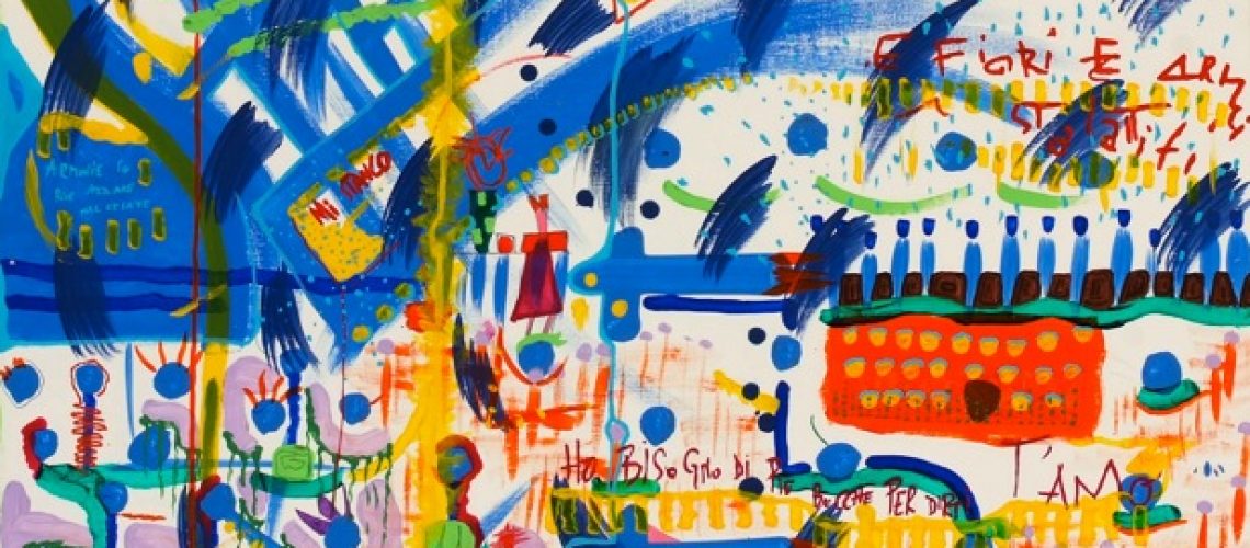 E fiori,e armi,e stalattiti-omaggio J. M. Basquiat- acrilico su tavola-2013 copia