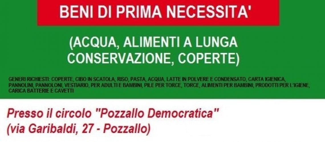 RACCOLTA SOLIDALE TERREMOTO - POZZALLO DEMOCRATICA